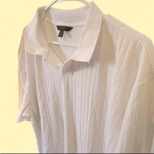Banana Republic Men's White Ribbed Polo Shirt